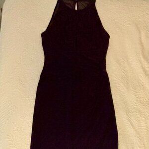 Elegant Jersey Side-Slit Column Gown - Eggplant/Plum color